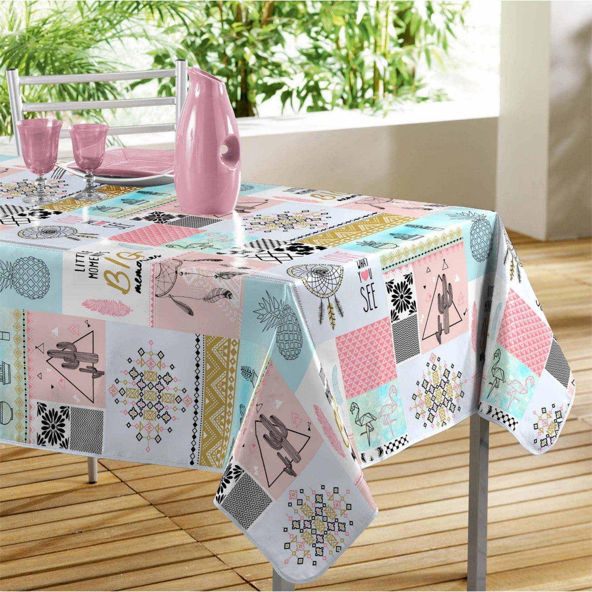 Optima - voksdug med patchwork, 140 x 240 cm