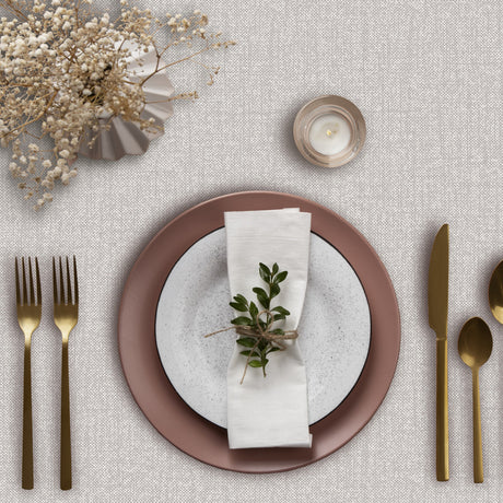 Oriel Beige - Ensfarvet voksdug med hørlook i beige