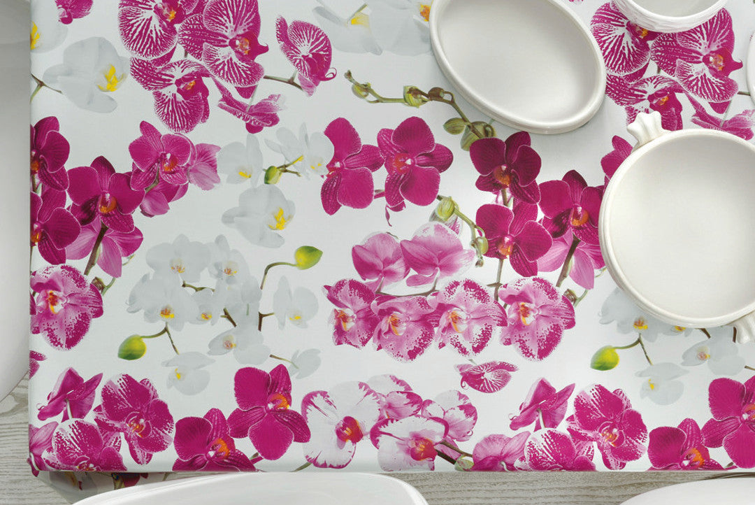 LÆNGDE: 3,5 m - Orkidéfamilien - Hvid voksdug med orkidéer