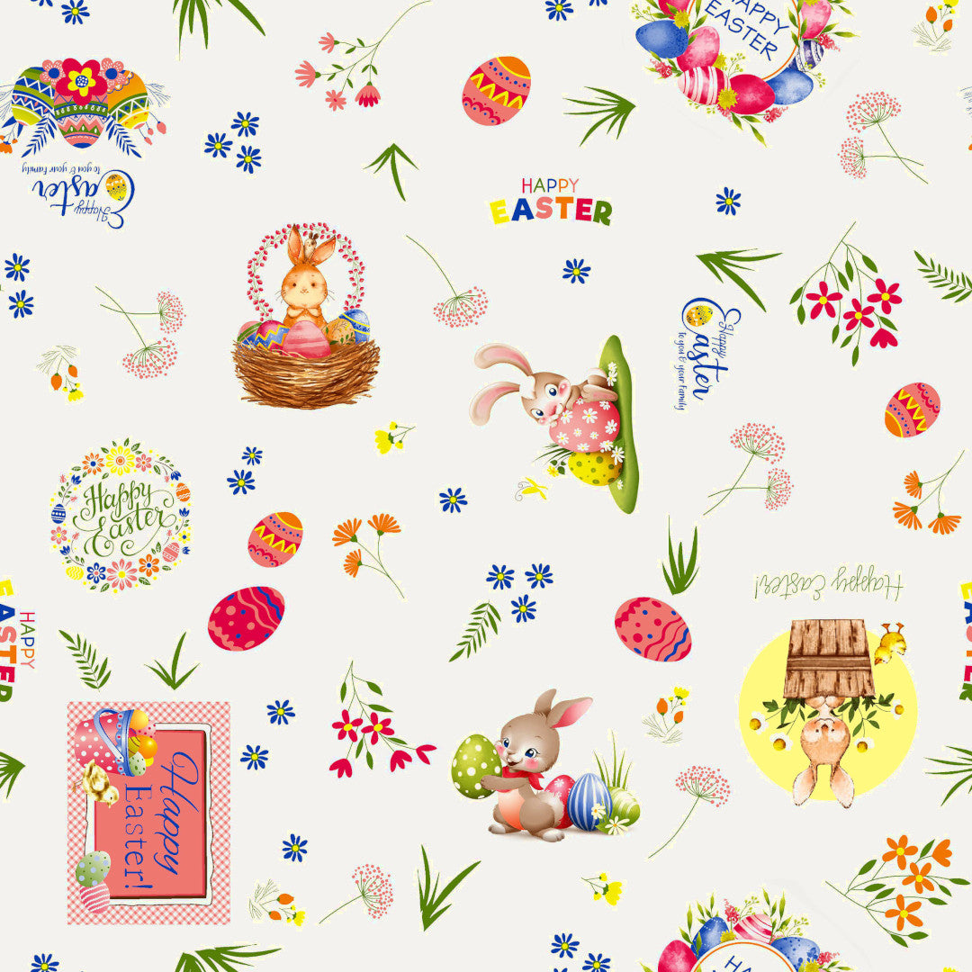 Påsketid Hvid - Akryldug med påskemotiver