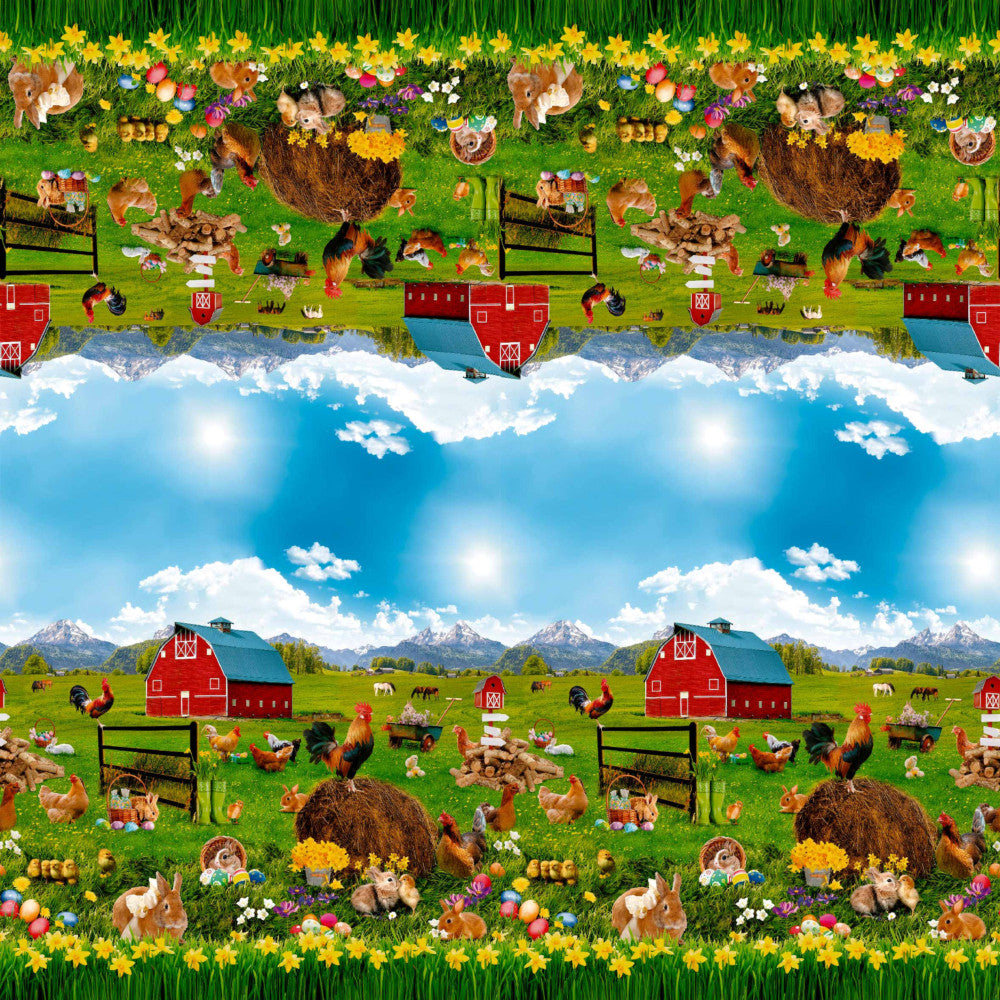 Påske voksdug - Påskestemning på farmen