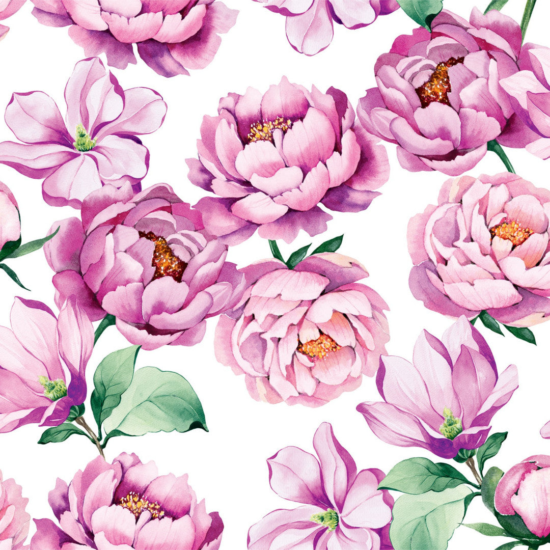 Pæonens Skønhed - Hvid voksdug med pæoner nærbillede