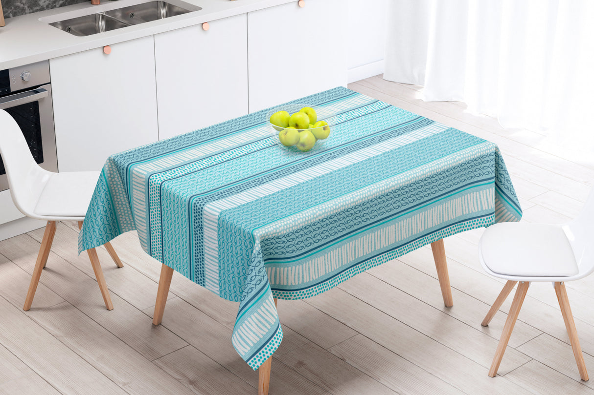 Palasca Blå - Akryldug med maritime motiver - 155 cm bred