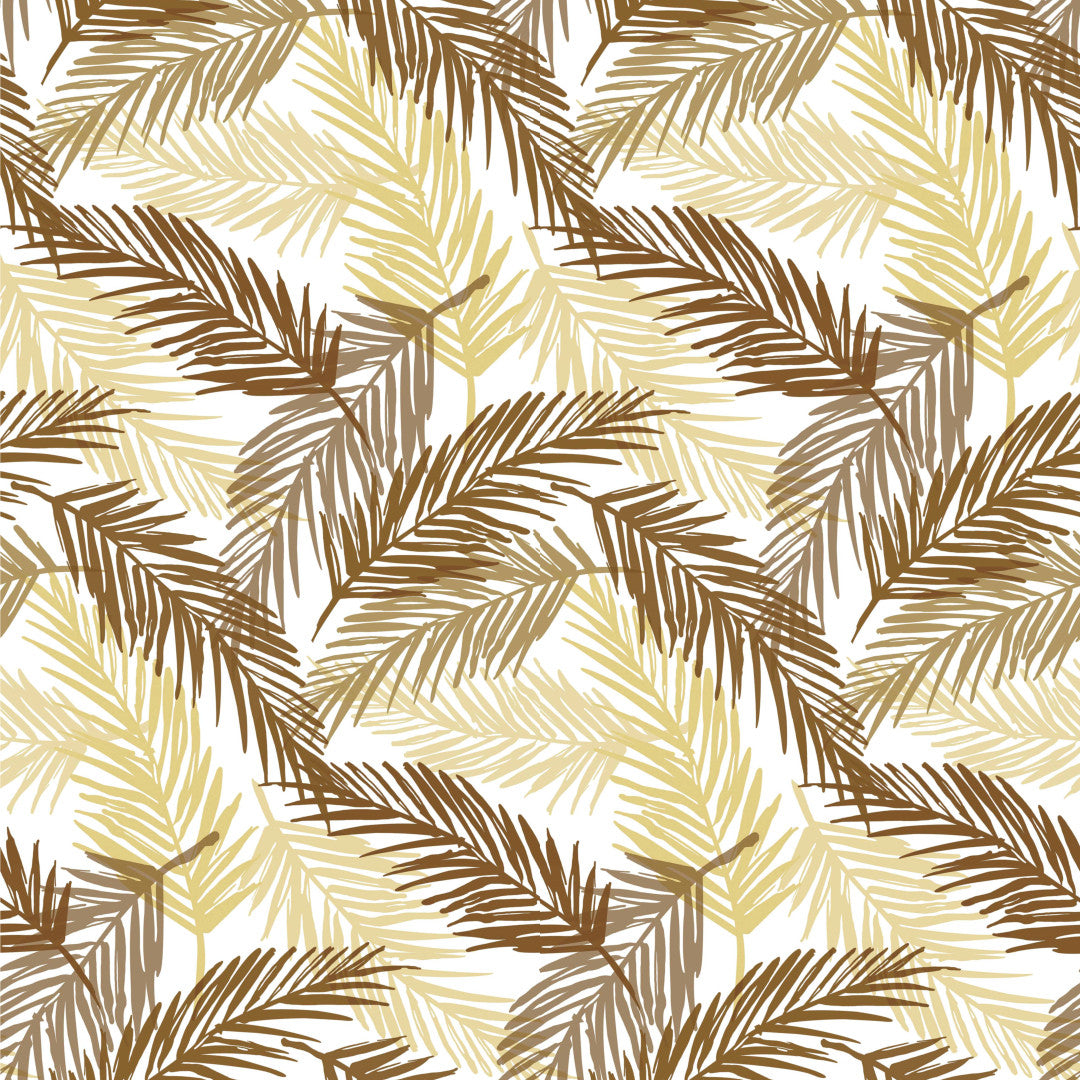 Palmeblade Beige - Hvid voksdug med palmeblade