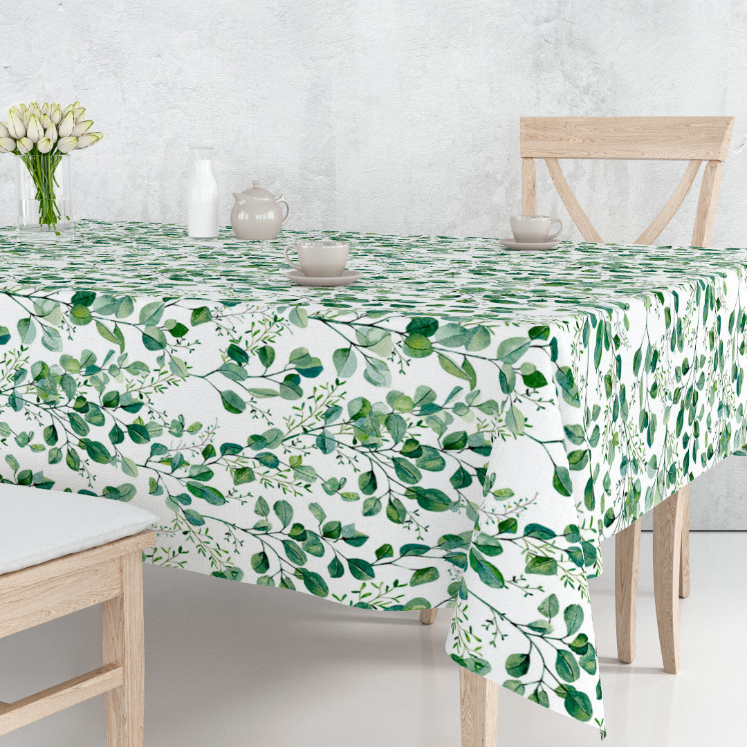 Paloma Green - Voksdug med friske grønne blade på bord