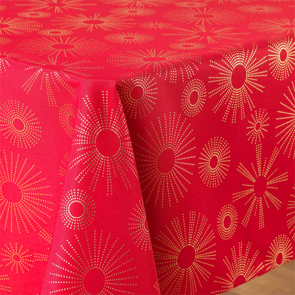 Pampille Metallic Print - Red/Gold - Juledug med anti-plet, 150 x 300 cm