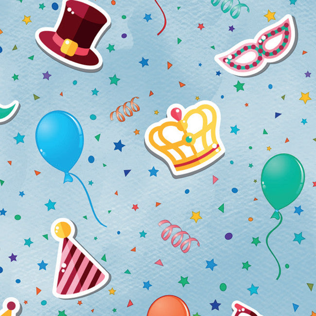 Party-dug Lyseblå - Festlig voksdug med hat og briller