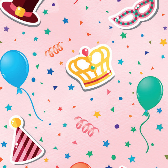 Party-dug Lyserød - Festlig voksdug med hat og briller til fødselsdag m.m.