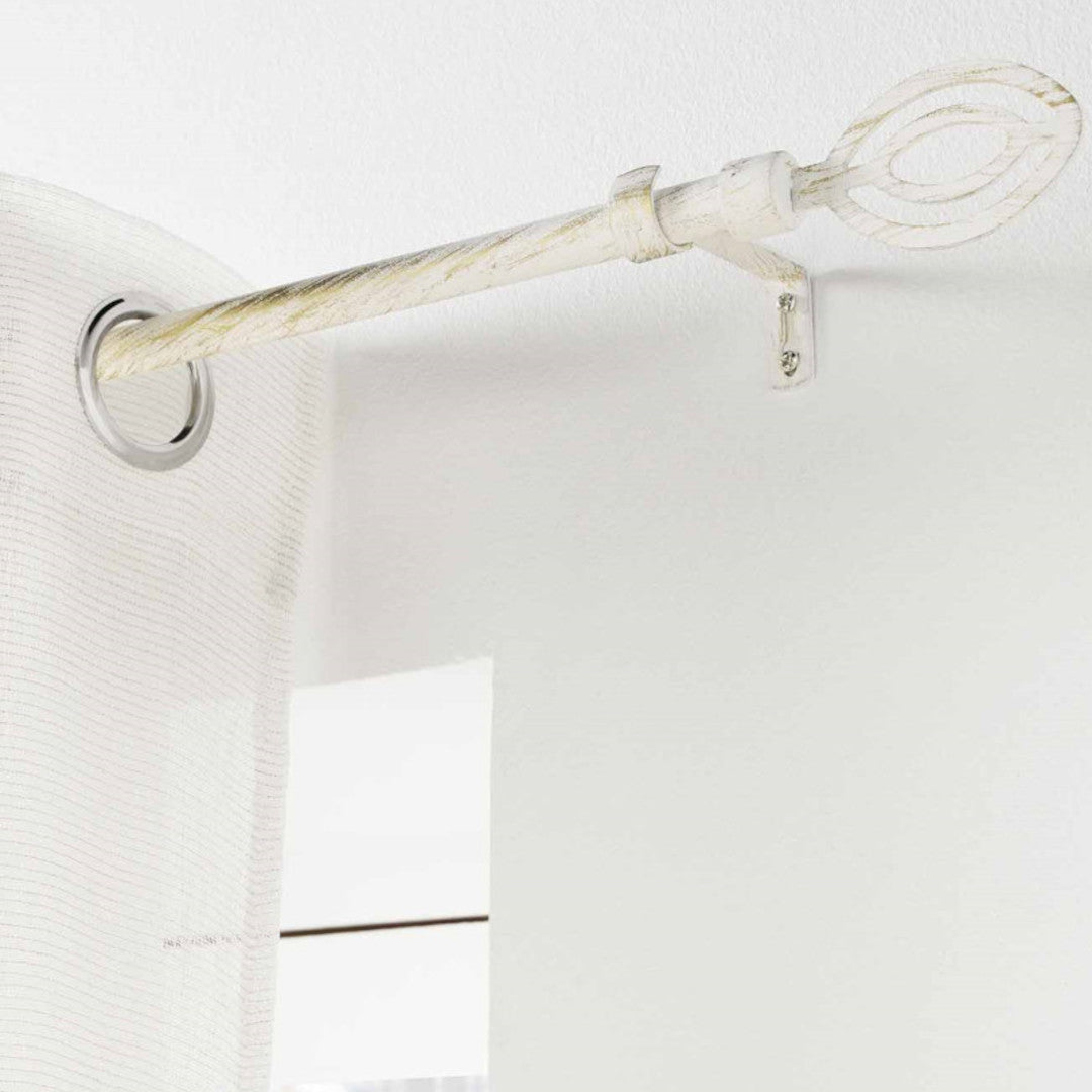 Patina Alpha Hvid/Guld – Justerbar Gardinstang 120–210 cm, ophæng