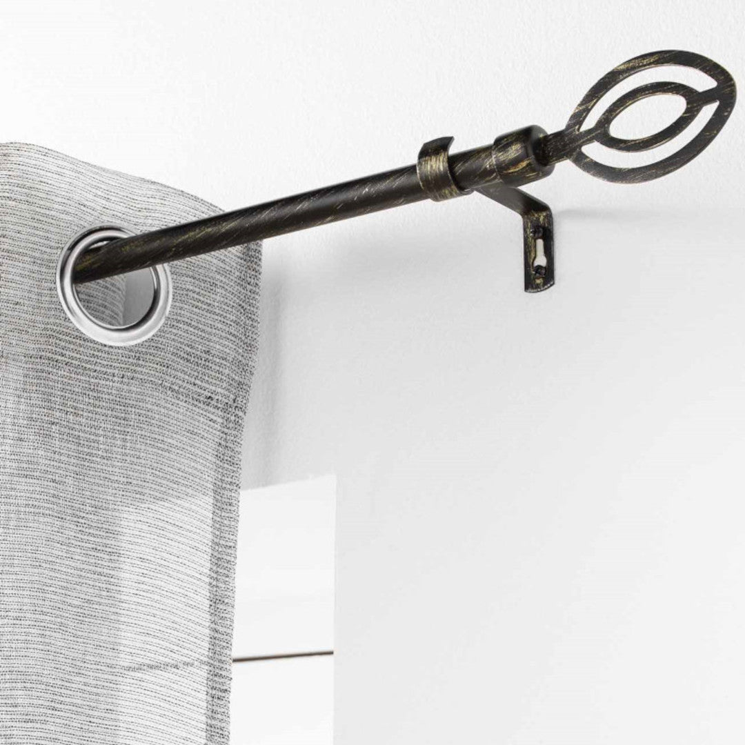 Patina Alpha Sort/Guld – Justerbar Gardinstang 120–210 cm, ophæng