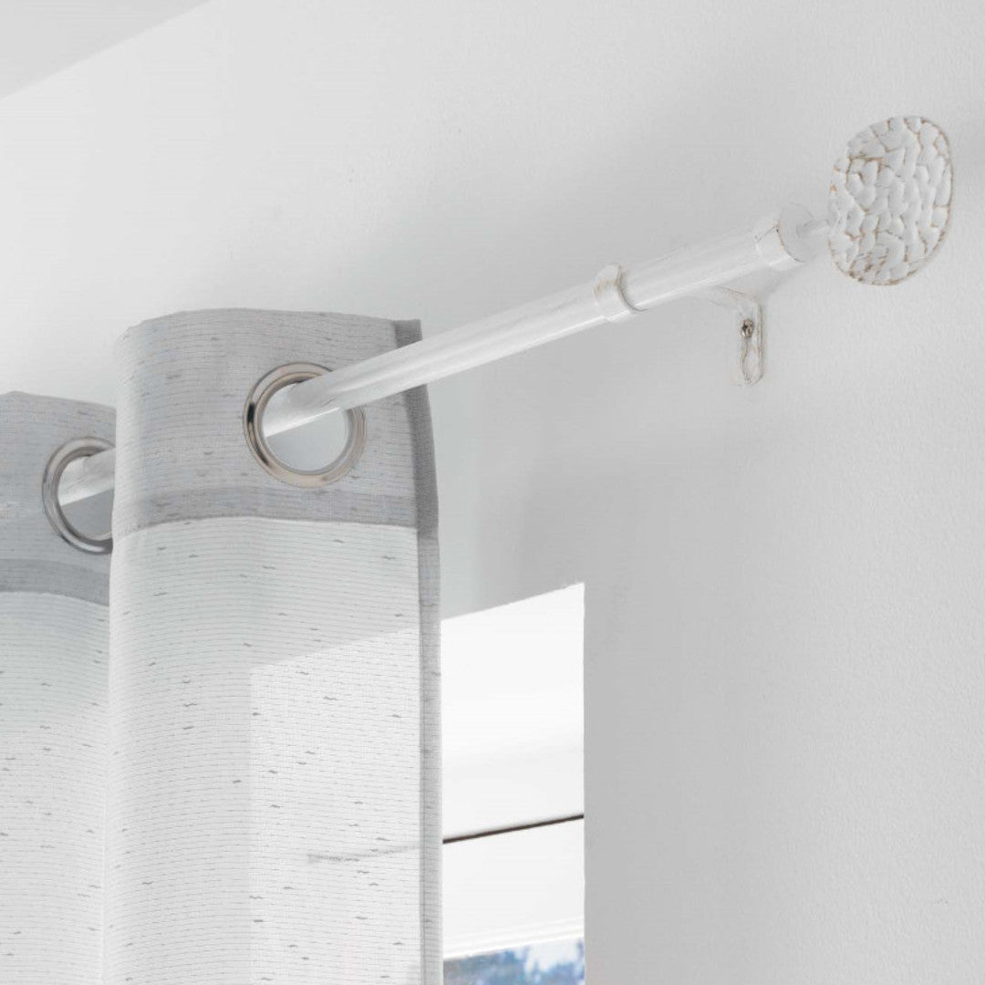 Patina Bullette, Hvid/Guld – Justerbar Gardinstang 120–210 cm, ophæng