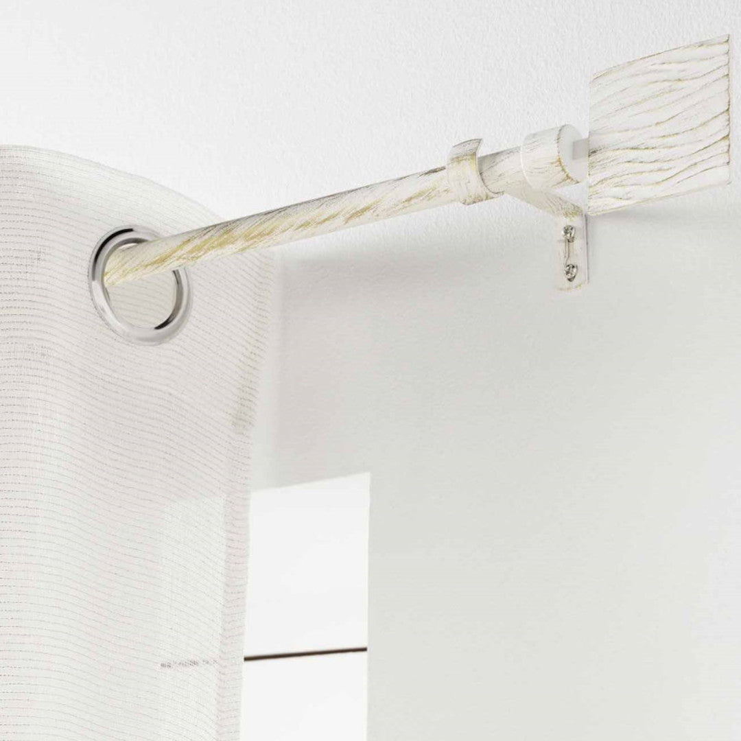 Patina Tempo Hvid/Guld – Justerbar Gardinstang 120–210 cm, ophæng