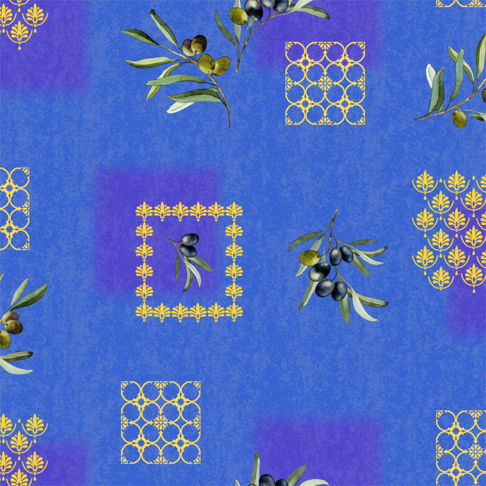 Peloponnese Blå - Voksdug med skønne oliven