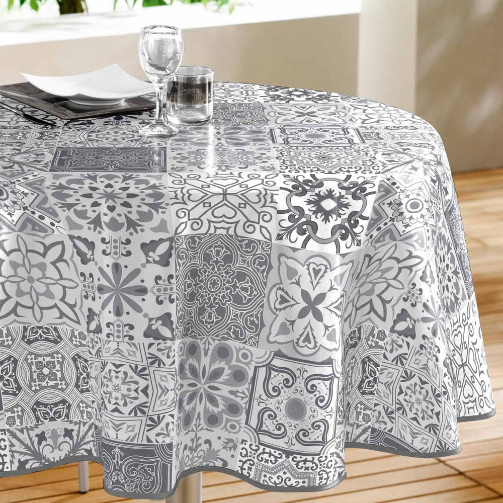 Persane Grey - Rund voksdug med grafisk mønster, Ø 155 cm