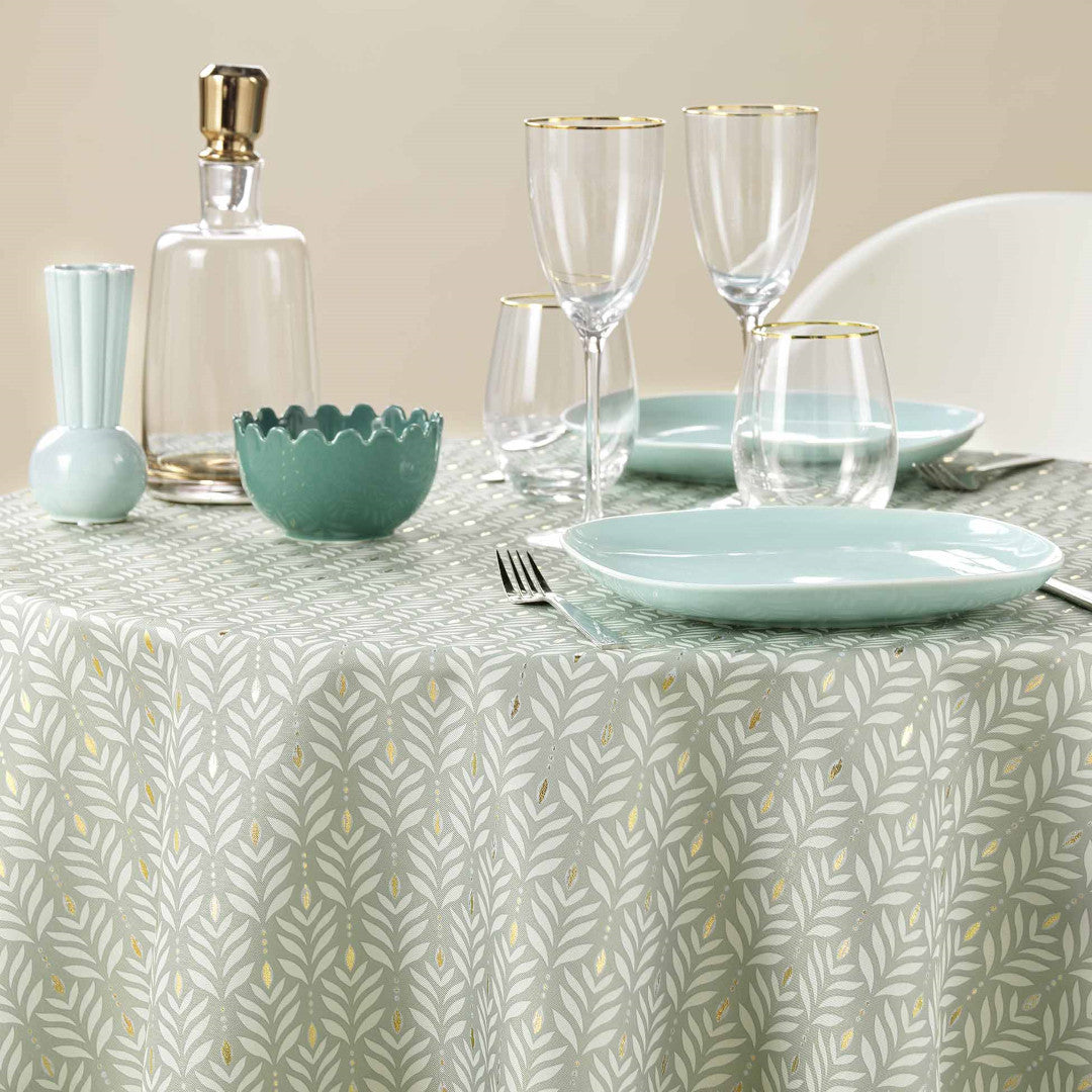 Piana Sage Ø 180 cm, rund dug med anti-plet, opdækket