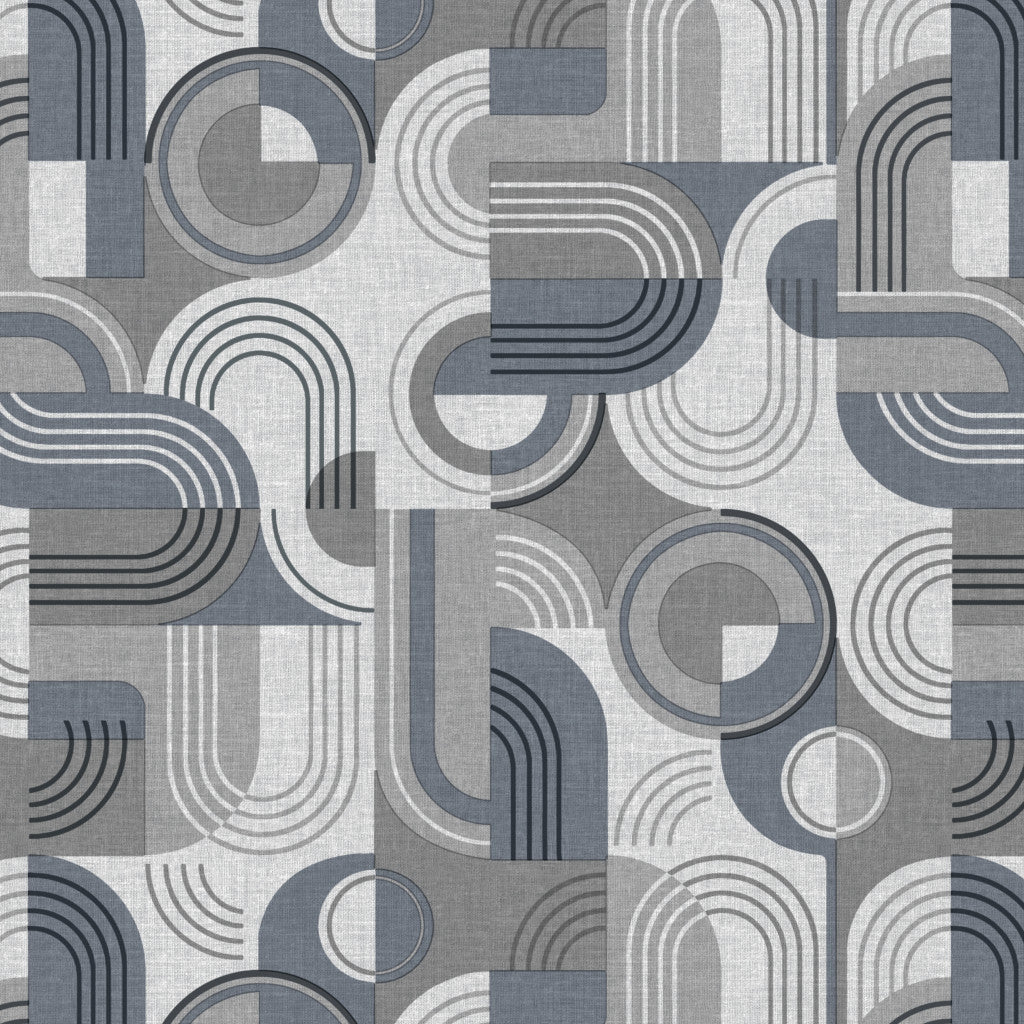 Picasso Grå - Voksdug med grafisk mønster og hørlook