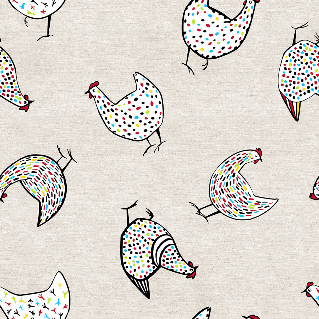 Pio Natur - Akryldug med farverige høns