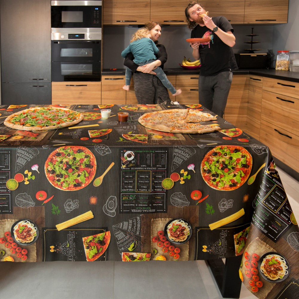 Mums Pizza - Voksdug med fyld og tilbehør, let præget overflade