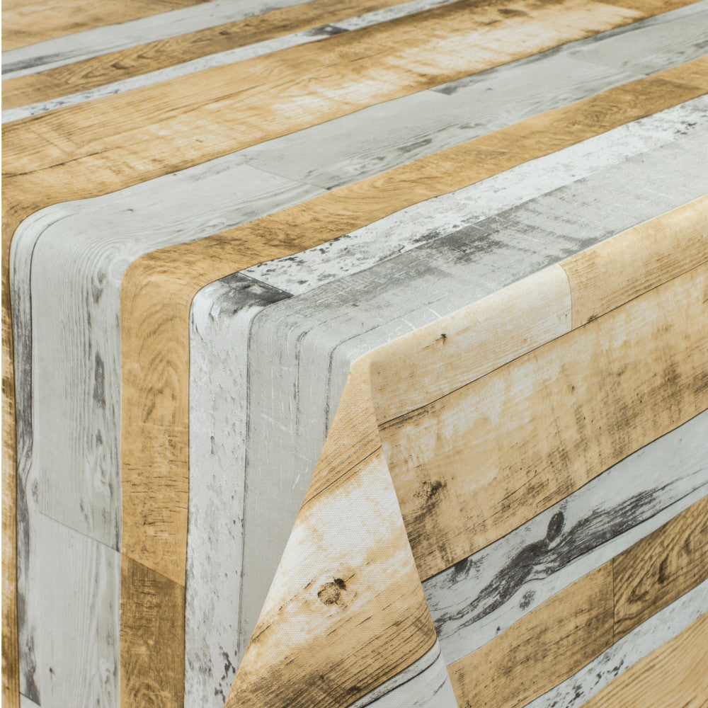 Planker Grå-Beige - Voksdug med rustikt trælook