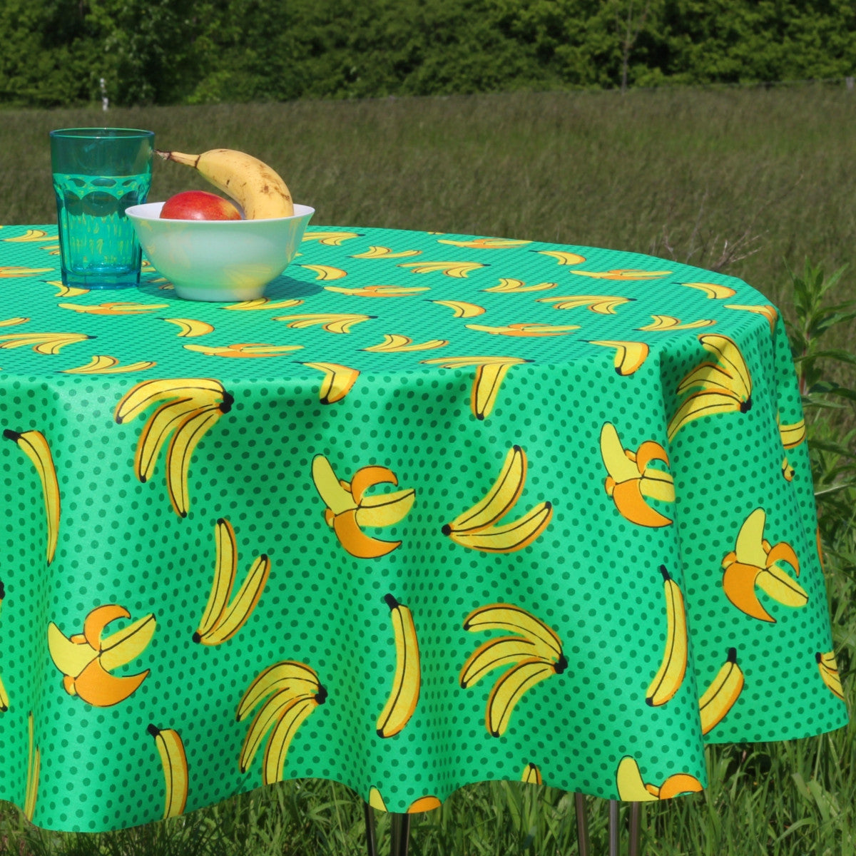 Plantain - Rund akryldug med bananer - Ø 150 cm