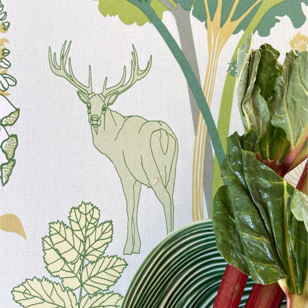 Rabarberhaven Grøn - Notes by Susanne Schjerning, akryldug med antiskrid