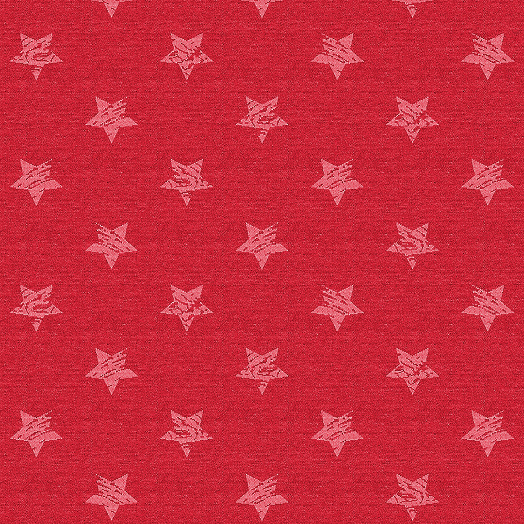 Red Uni Stars - Flot rød jacquardvævet jule-akryldug med stjerner