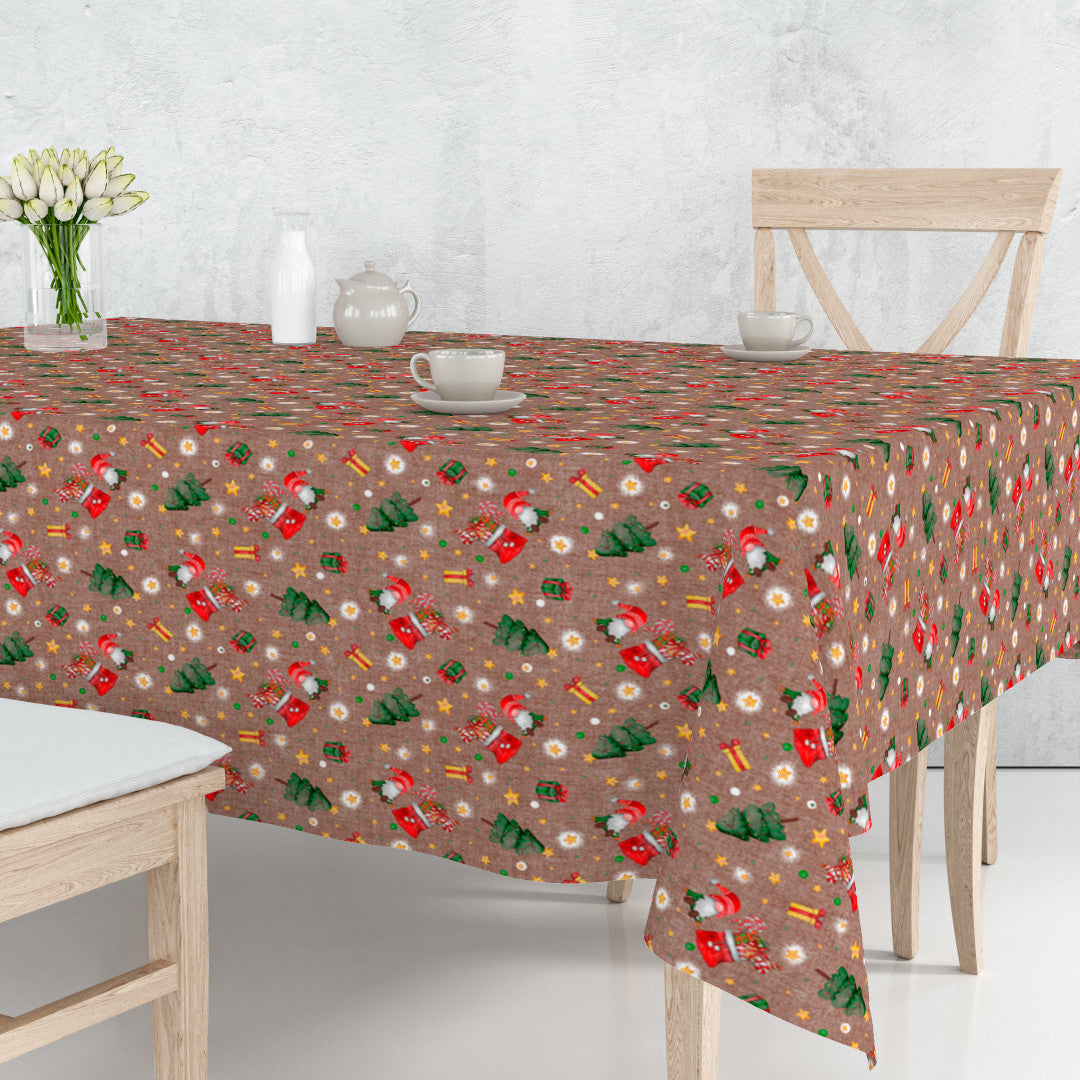 Regalos - Juleakryldug med gaver, nisser og juletræer