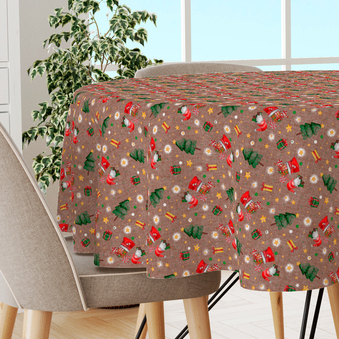 Regalos - Rund juleakryldug med gaver, nisser og juletræer