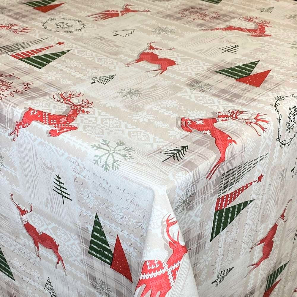 Rensdyr Skandinavien - Julevoksdug med flot præget overflade