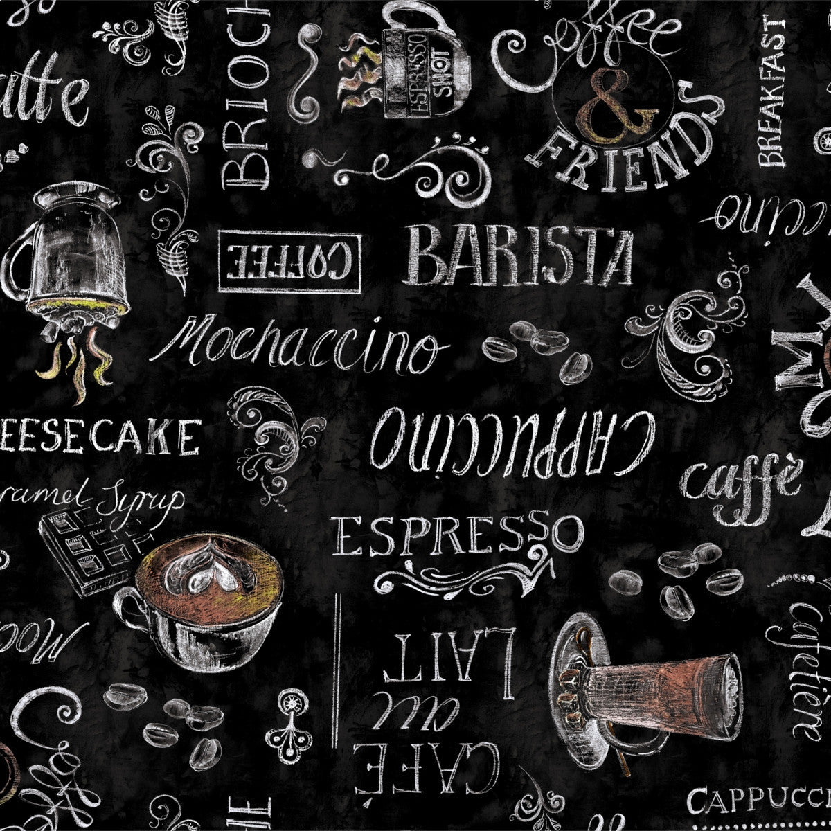 Ristretto sort, voksdug med kaffe og dejlig café stemning