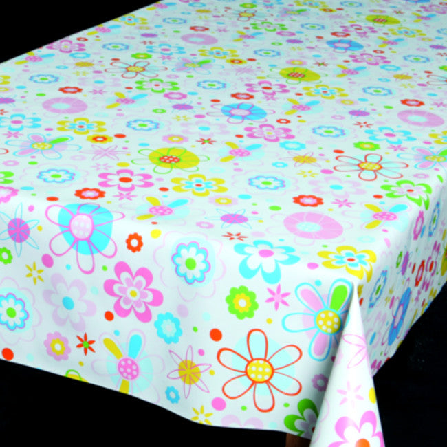 Retro voksdug, kulørte streg blomster