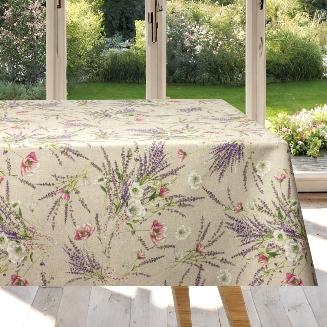 Romanticismo dei fiori - Akryldug med elegante valmuer og dejlige lavendel