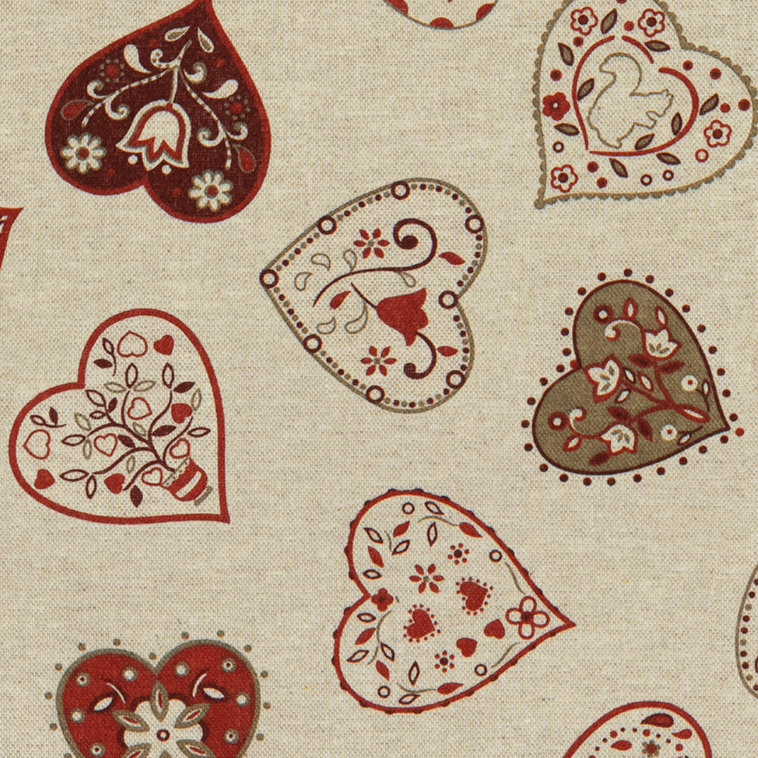 Romantiske Hjerter Natur - Akryldug i hørlook, nærbillede mønster