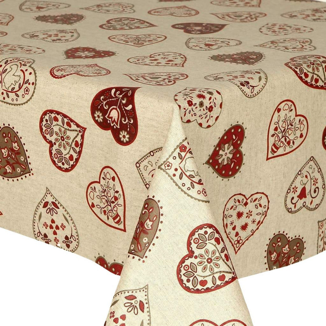 Hjørne tæt på - Romantiske Hjerter Natur - Akryldug i hørlook