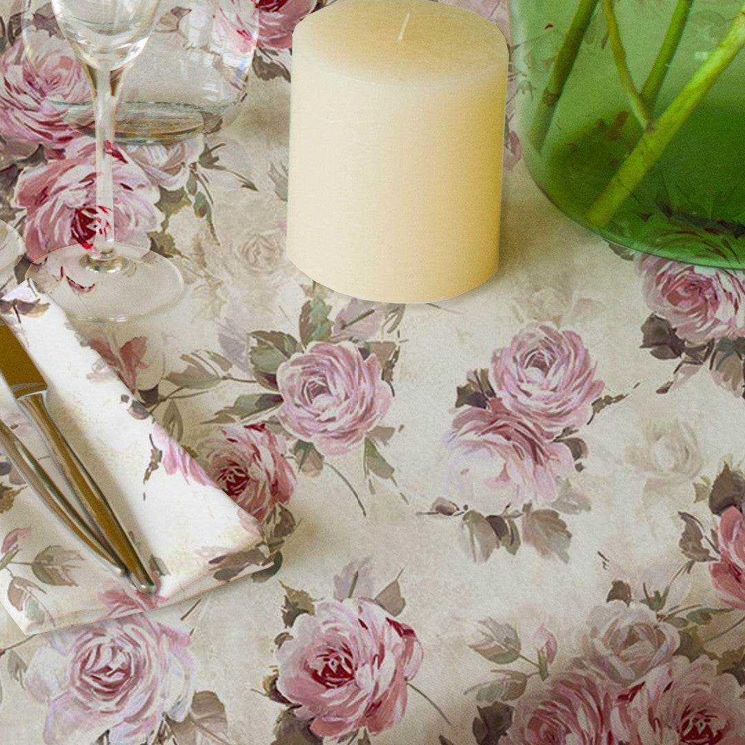 Rose Antiche Bianco - Akryldug med skønne roser