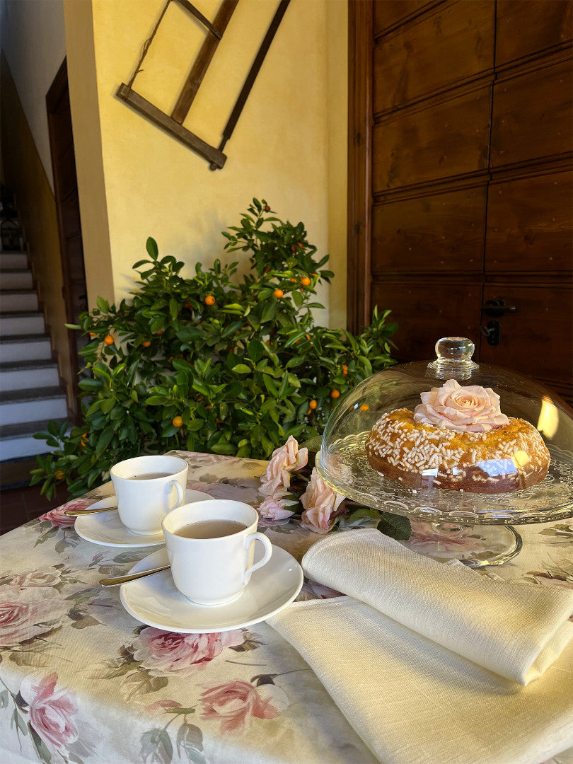 Rose Antiche Bianco - Akryldug med skønne roser