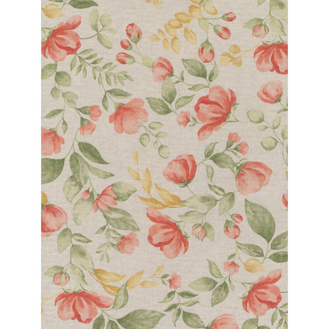 Roselia - Akryldug i hørlook med romantiske blomster, mønster