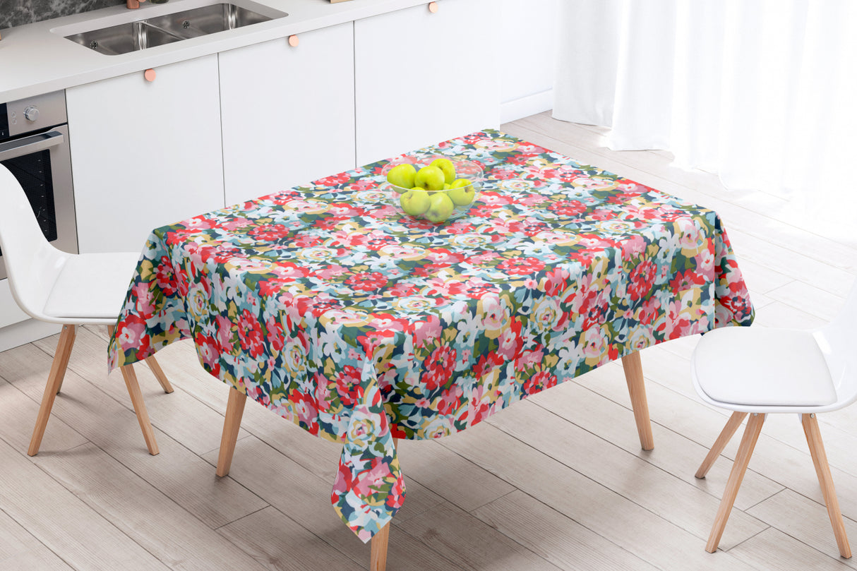 Rosemary Lyserød - Akryldug med flotte farverige blomster - 155 cm bred