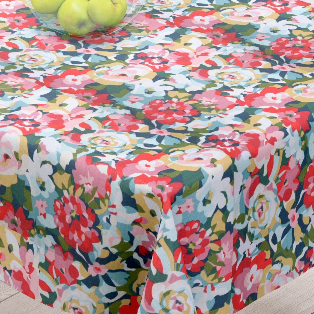 Rosemary Lyserød - Akryldug med flotte farverige blomster - 155 cm bred