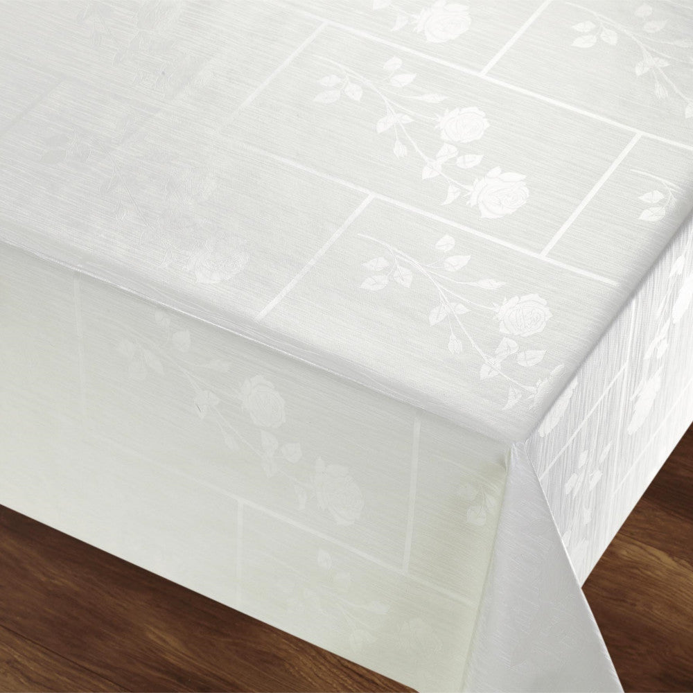 Rosenbue Hvid Regtangulær - med smukke damaskmønstre af roser