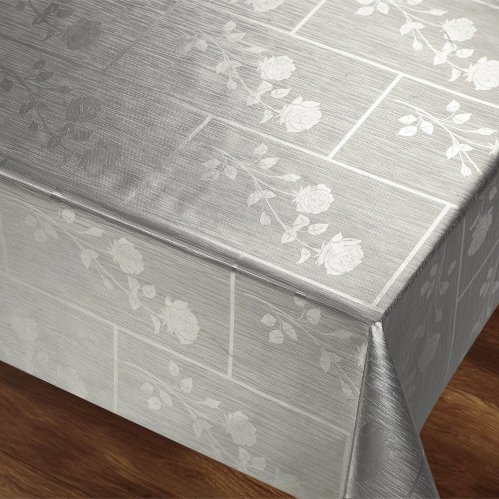 Rosenbue Sølvgrå Rektangulær, voksdug 140 cm bred