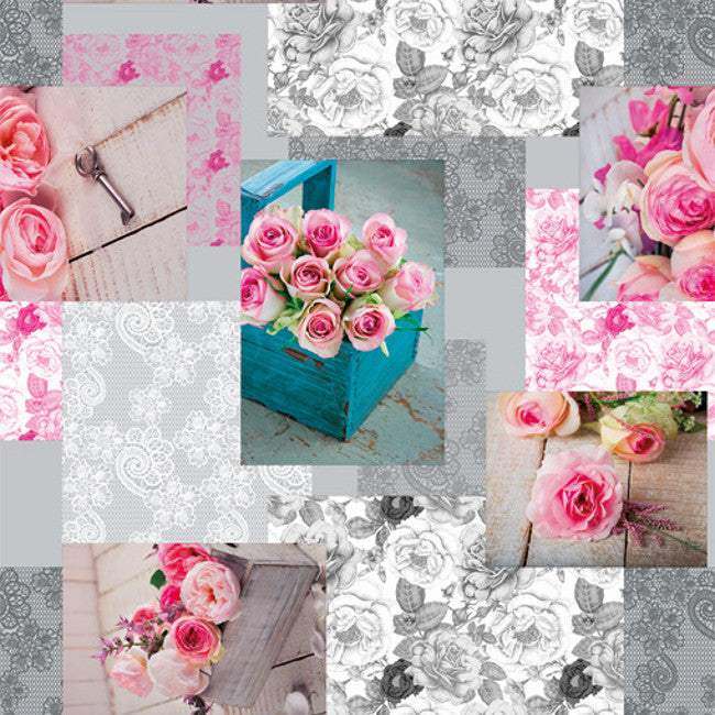 LÆNGDE: 5,5 m - Le Rose, Rosenpalette, voksdug med skønne roser