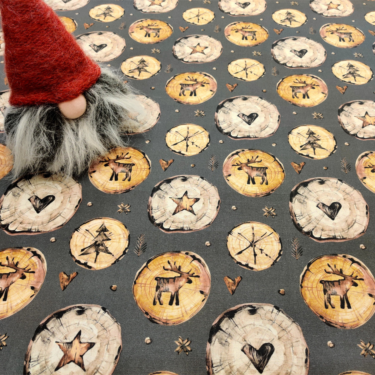 Juledug - Akryldug med Rudolf i Bjælkeland