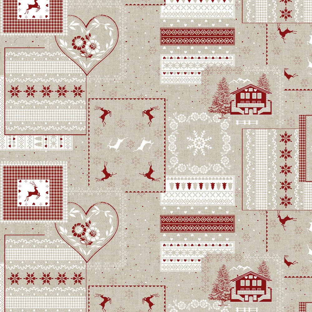 Rudolph - Juleakryldug i rød, hvid og natur