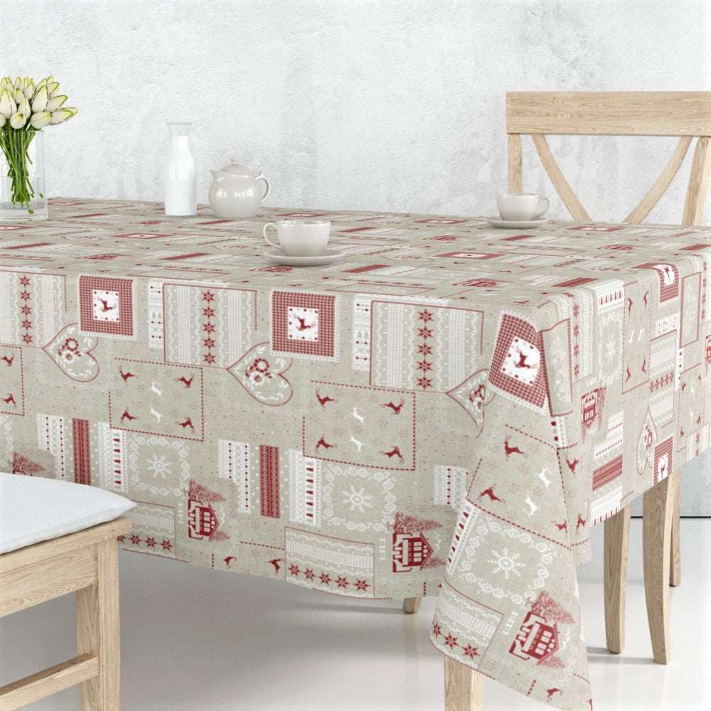 Rudolph - Juleakryldug i rød, hvid og natur