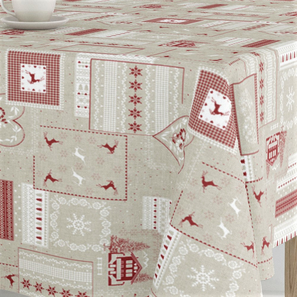 Rudolph - Juleakryldug i rød, hvid og natur