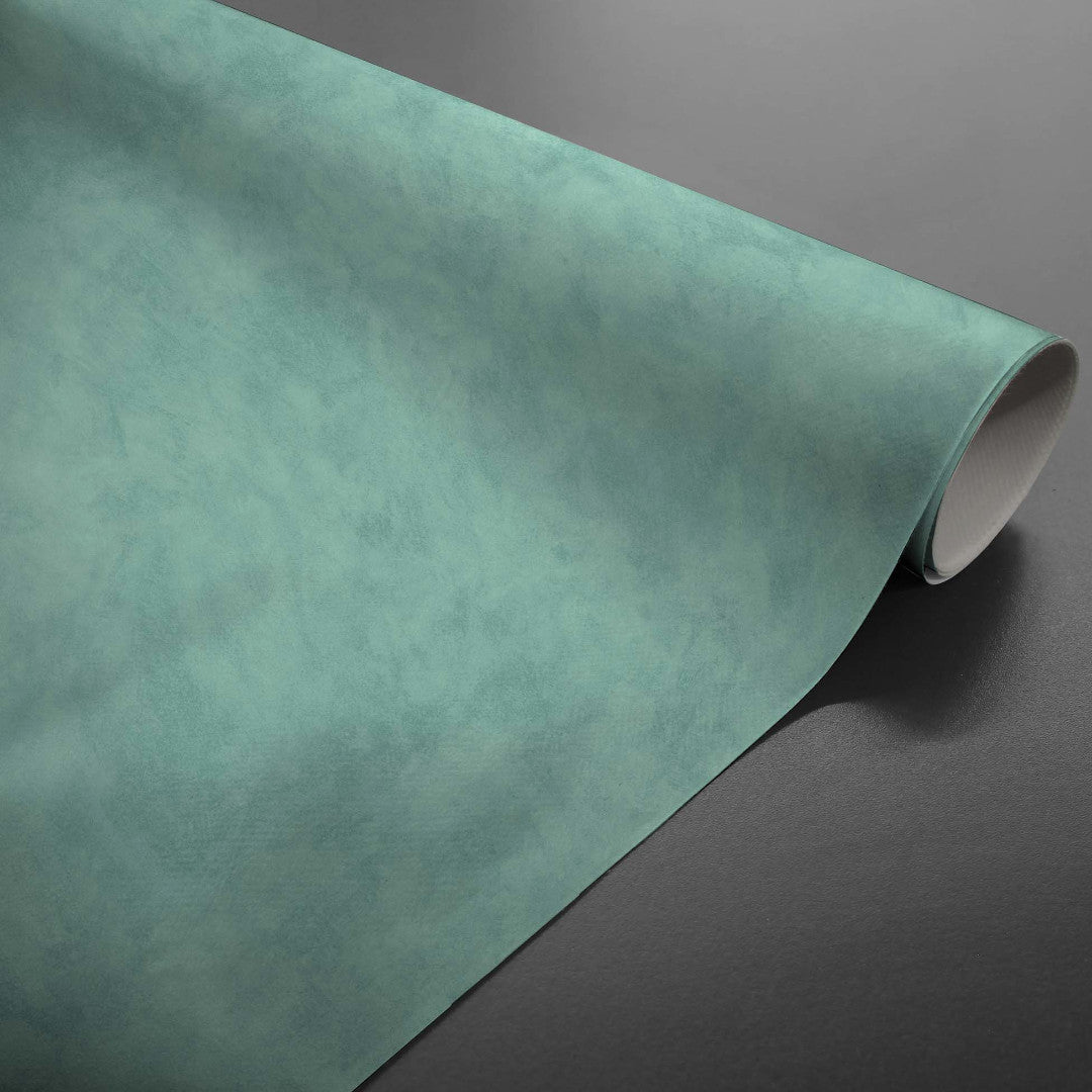 Beton Cire Ocean – Glat voksdug i grøn-blå nuance, rullet