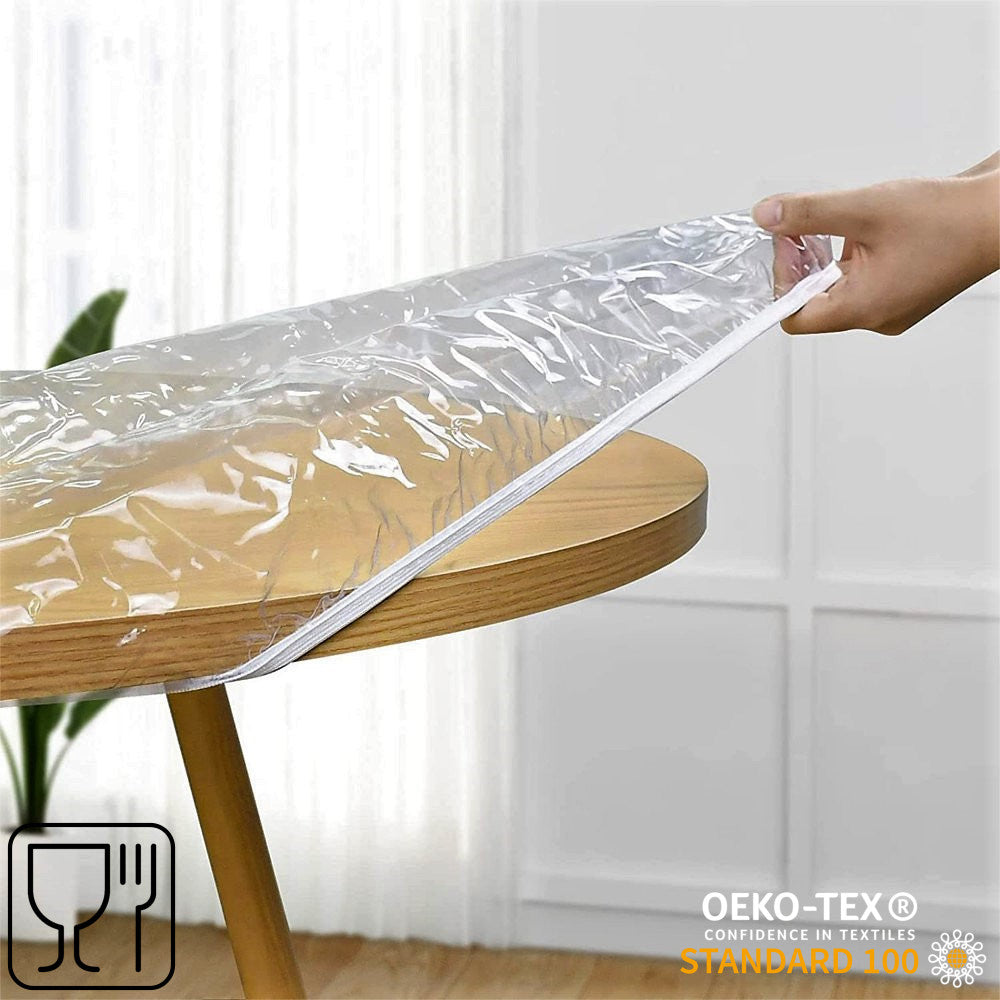 Til Havebord - Rund gennemsigtig voksdug med elastik