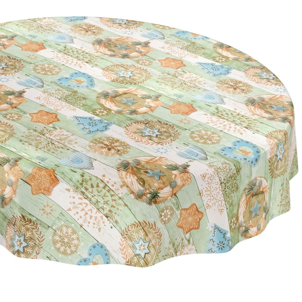 Rund julevoksdug - Jul med de blå