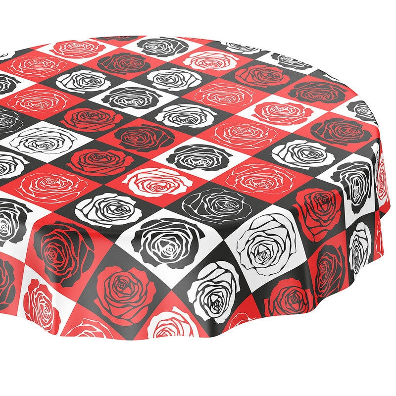 Warhols Roser, rund voksdug i amerikansk retro stil